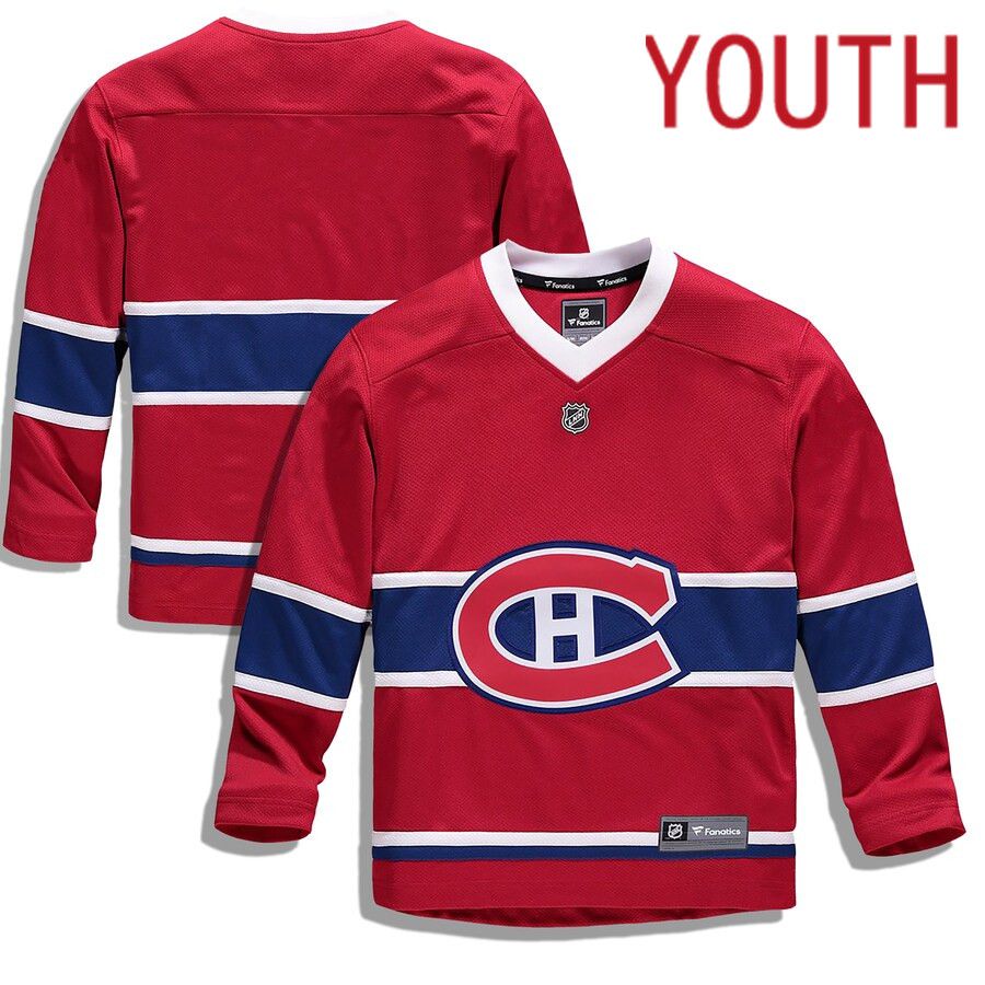 Youth Montreal Canadiens Fanatics Branded Red Home Replica Blank NHL Jersey